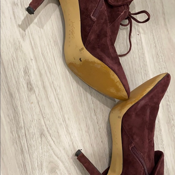 Burgundy suede fold over boots - Picture 5 of 5